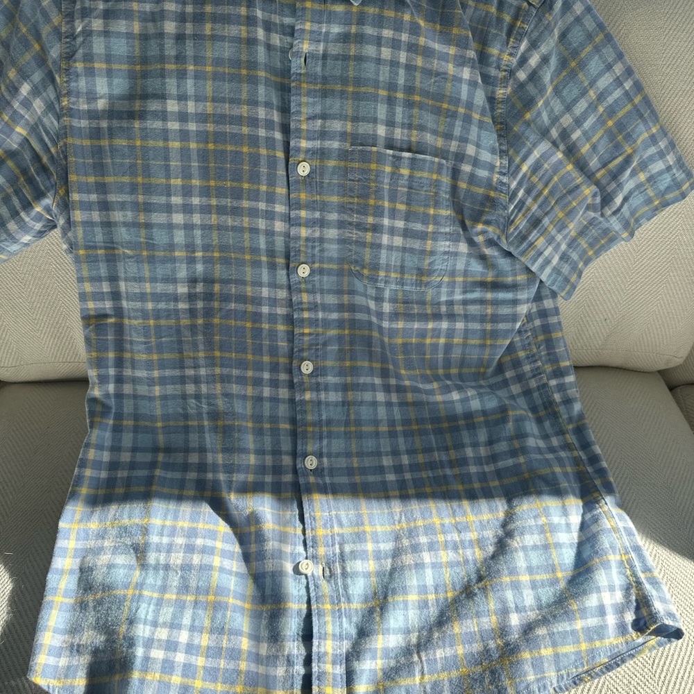 Casual Blue and Yellow Plaid Men's Shirt